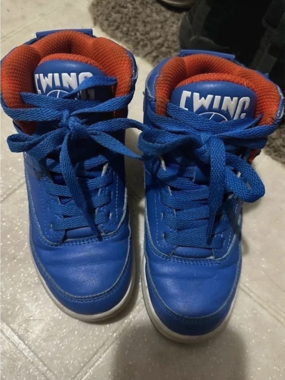 EWING Kids' High-Top Sneakers in Blue with Orange Lining